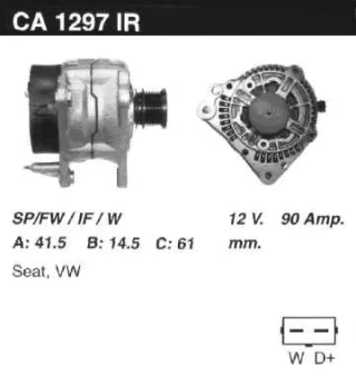 CA1297 Генератор Volkswagen Polo 3 Арт 150595482_3, вид 1