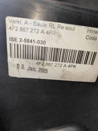 4F2867272 Обшивка стойки передней правой Audi A6 C6 (S6,RS6) Арт 51303, вид 10