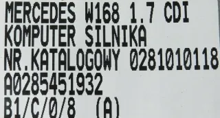 0281010118 A0285451932 Блок управления двигателем Mercedes A W168 Арт e7184523, вид 5