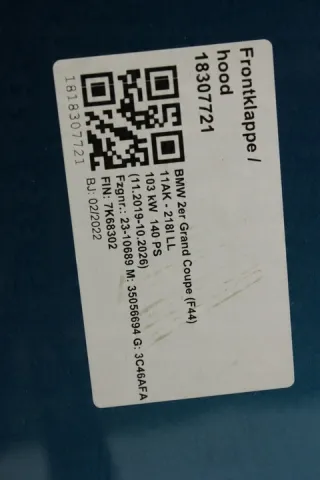 9492428 7K68302 Капот BMW 1 F40 Арт e8937478, вид 2