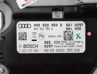 09-13 4H0920950D 4H0920950A 0263670069 Щиток приборов (приборная панель) Audi A8 D4 (S8) Арт e9667750, вид 2