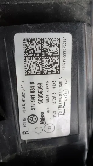 517941034B Фара правая Volkswagen Golf 7 Арт e10314018, вид 6