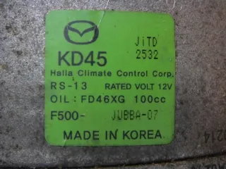 F500-JUBBA-07 F500JUBBA07 Компрессор кондиционера Mazda 2 DE Арт e10478499, вид 6