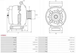 A3666S Генератор Ford S-Max 1 restailing Арт AL14806782204_2, вид 6