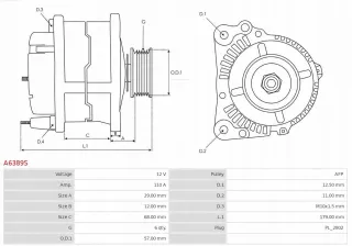 A6389S Генератор Jeep Cherokee KJ Арт AL14330358331, вид 7