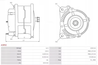 A3052 Генератор Renault Duster 2 Арт AL14355308148, вид 6
