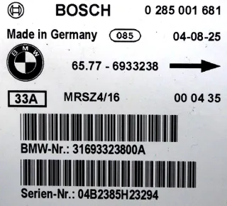 6933238 0285001681 Блок AirBag BMW 3 E46 Арт e12524428, вид 2