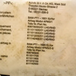 611011800 Подушка безопасности BMW 5 F10/F11/GT F07 Арт e12466549, вид 5