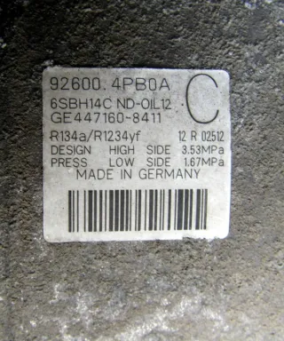 926004PB0A Компрессор кондиционера Nissan Qashqai 2 Арт e12384403, вид 3