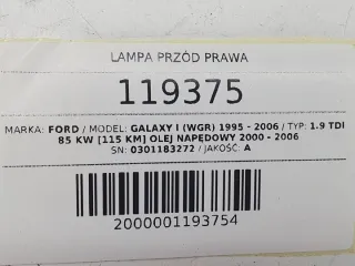 7M5941016M 0301183272 Фара правая Ford Galaxy 1 Арт e11607627, вид 10