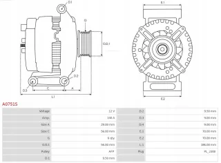 A0751S Генератор Volkswagen Passat CC Арт AL13889260716, вид 6