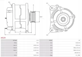 A0125 Генератор Volkswagen Polo 4 Арт AL13979294062, вид 5